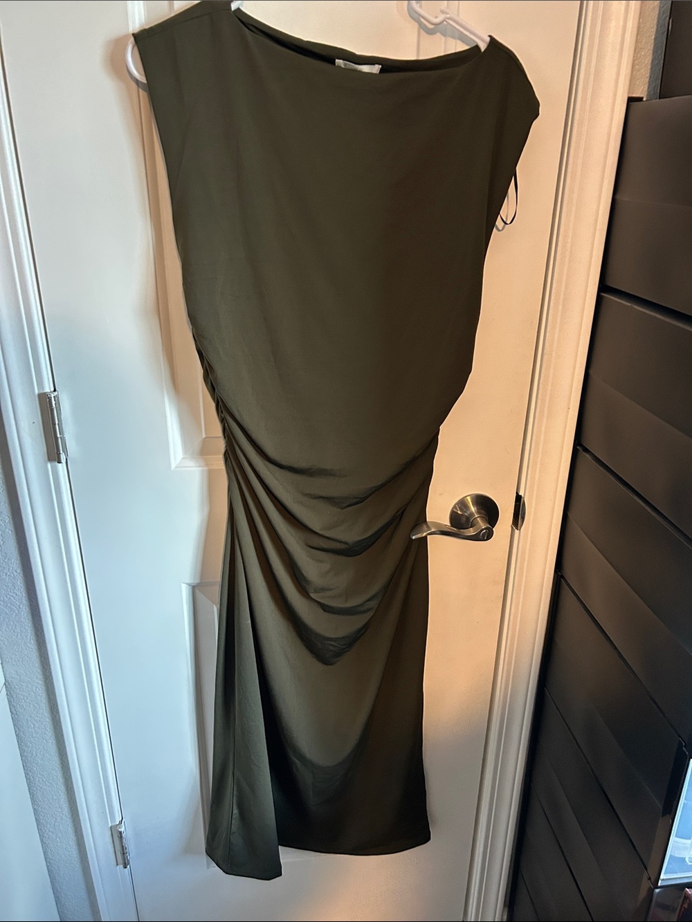 H&M Olive Draped Midi Dress